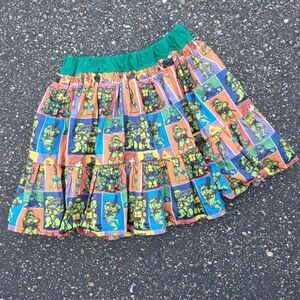Handmade Vintage 90's TMNT Girls Youth Small Graphic Skort Pleated Bottoms Y2k